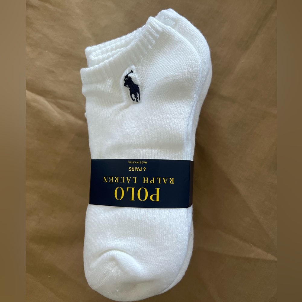 NWT- Polo Ralph Lauren 6 Pairs Low Cut Socks- Shoe size 4-10 1/2